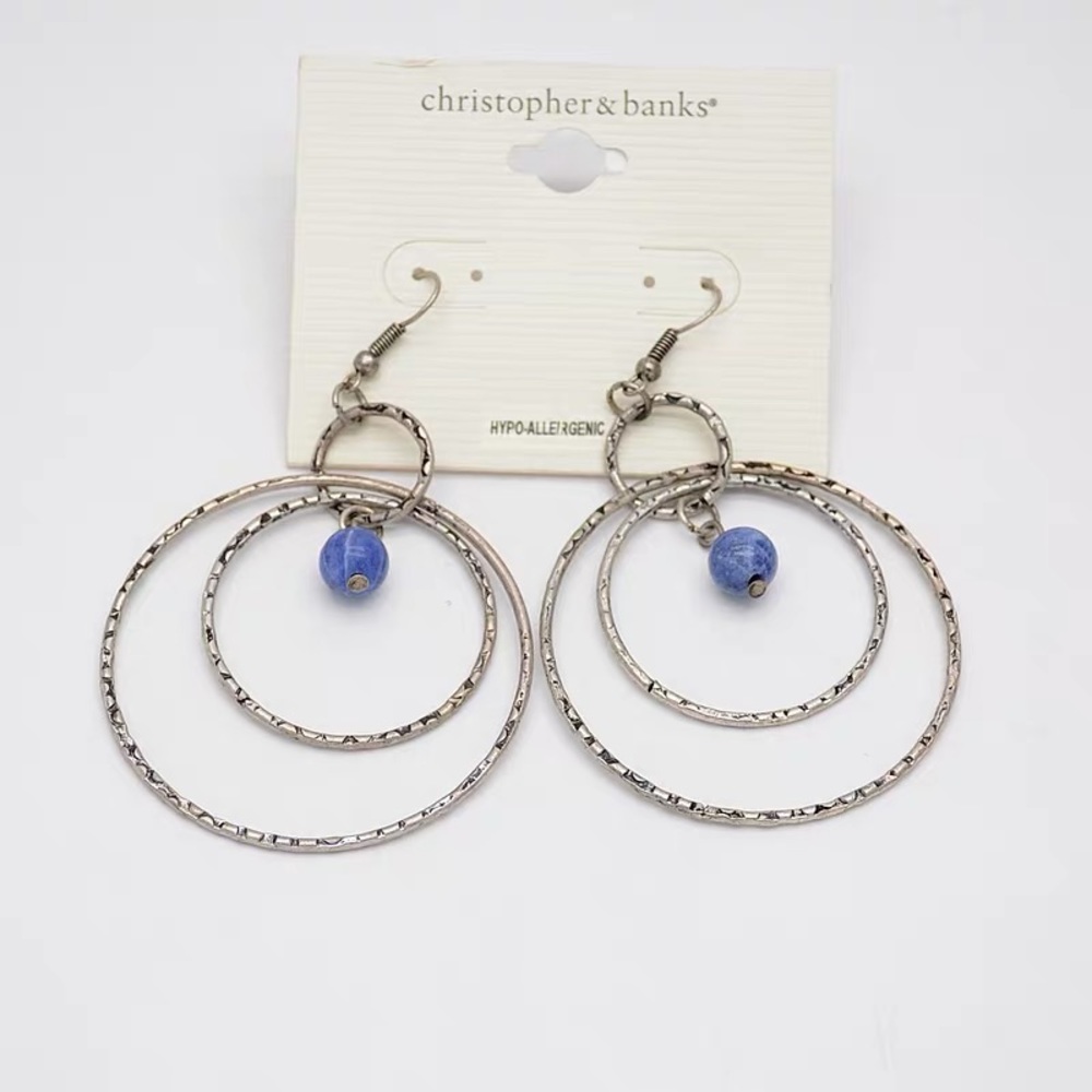 Christopher banks boho silver hoop earrings